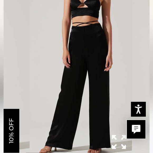 ASTR THE LABEL AMIAH SATIN TIE WAIST WIDE LEG PANTS - Picture 2 of 10